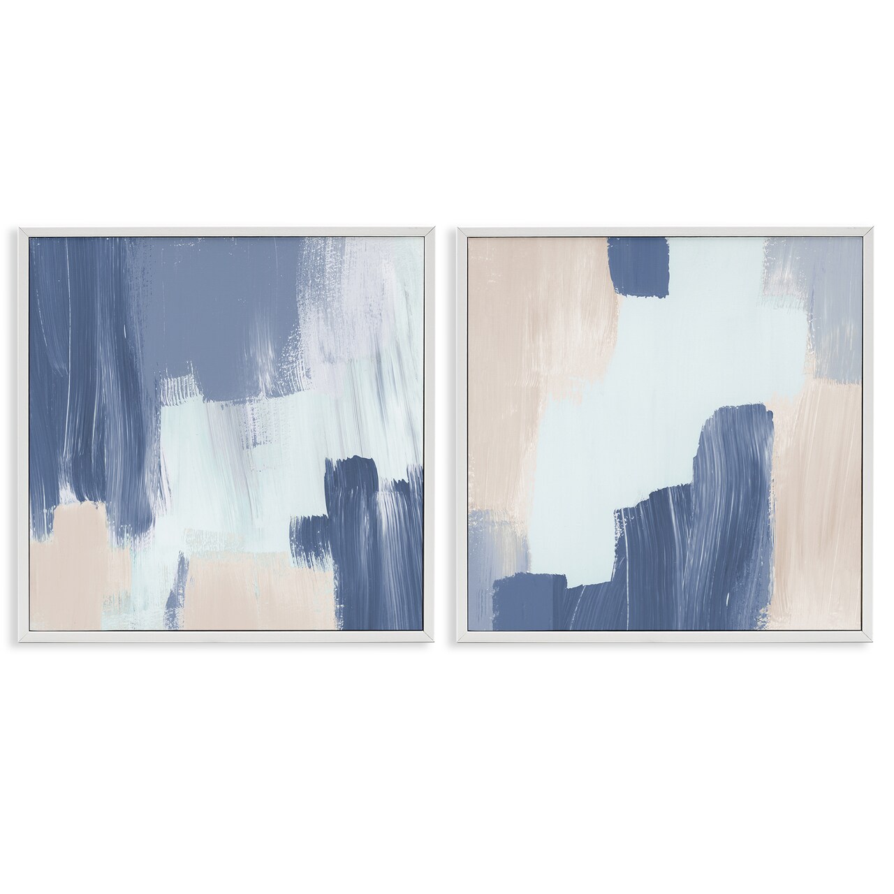 Stupell Industries Restless Blue Brush Strokes 2 pc Framed Giclee Wall Art Set Design by Lucille Price